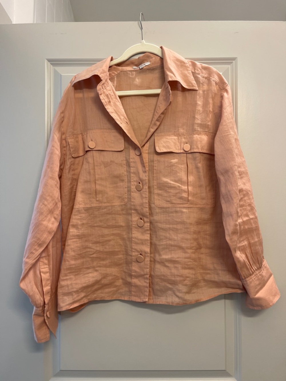 Madewell Peach Button-Front Linen Shirt